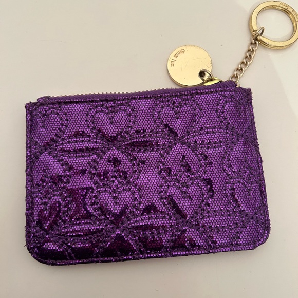 Deux Lux Purple Quilted Heart Glitter Coin Purse - Picture 1 of 5